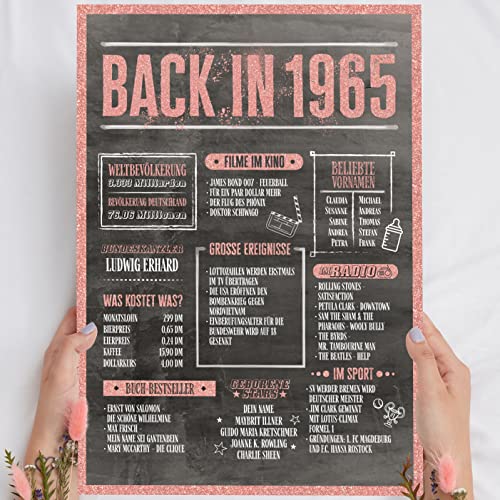 60 Geburtstag Frauen Rosegold Holzbild Back in 1965 personalisierbar zum Hinstellen/Aufhängen opt. beleuchtet, 60 Geburtstag Frau Deko, 60 Geburtstag Frau, 60. Geburtstag Frau, Geschenk 60 Geburtstag von Elbeffekt