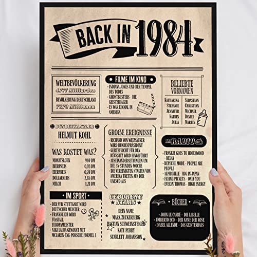 41 Geburtstag Geschenk, Alte Zeitung Holzbild Back in 1984 Vintage personalisierbar zum Hinstellen/Aufhängen opt. beleuchtet, 41 Geburtstag Frau, 41 Geburtstag Mann, 41. Geburtstag, 41 Geburtstag Deko von Elbeffekt