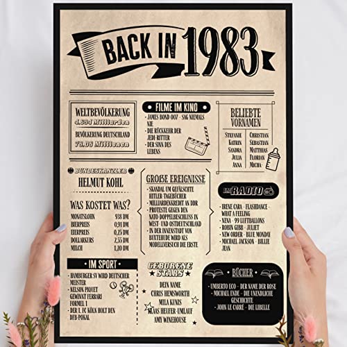 42 Geburtstag Geschenk, Alte Zeitung Holzbild Back in 1983 Vintage personalisierbar zum Hinstellen/Aufhängen opt. beleuchtet, 42 Geburtstag Frau, 42 Geburtstag Mann, 42. Geburtstag, 42 Geburtstag Deko von Elbeffekt