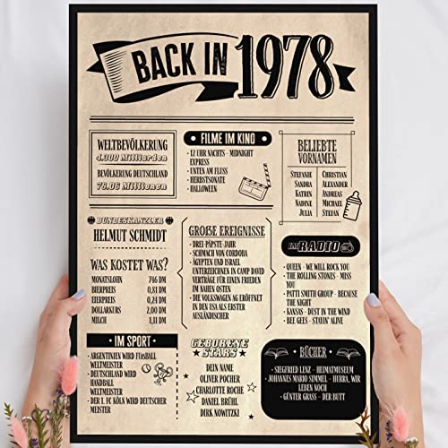 47 Geburtstag Geschenk, Alte Zeitung Holzbild Back in 1978 Vintage personalisierbar zum Hinstellen/Aufhängen opt. beleuchtet, 47 Geburtstag Frau, 47 Geburtstag Mann, 47. Geburtstag, 47 Geburtstag Deko von Elbeffekt