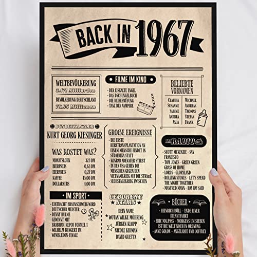 58 Geburtstag Geschenk, Alte Zeitung Holzbild Back in 1967 Vintage personalisierbar zum Hinstellen/Aufhängen opt. beleuchtet, 58 Geburtstag Frau, 58 Geburtstag Mann, 58. Geburtstag, 58 Geburtstag Deko von Elbeffekt