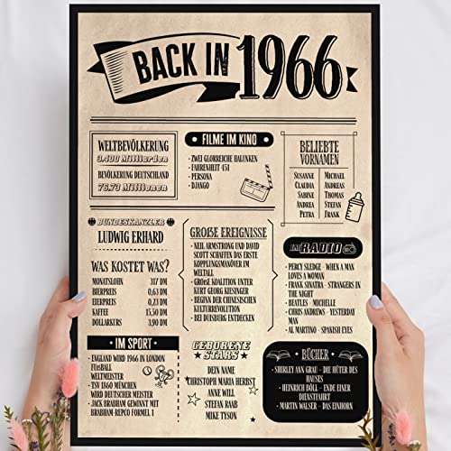 59 Geburtstag Geschenk, Alte Zeitung Holzbild Back in 1966 Vintage personalisierbar zum Hinstellen/Aufhängen opt. beleuchtet, 59 Geburtstag Frau, 59 Geburtstag Mann, 59. Geburtstag, 59 Geburtstag Deko von Elbeffekt