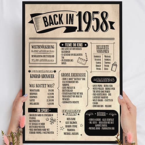 67 Geburtstag Geschenk, Alte Zeitung Holzbild Back in 1958 Vintage personalisierbar zum Hinstellen/Aufhängen opt. beleuchtet, 67 Geburtstag Frau, 67 Geburtstag Mann, 67. Geburtstag, 67 Geburtstag Deko von Elbeffekt