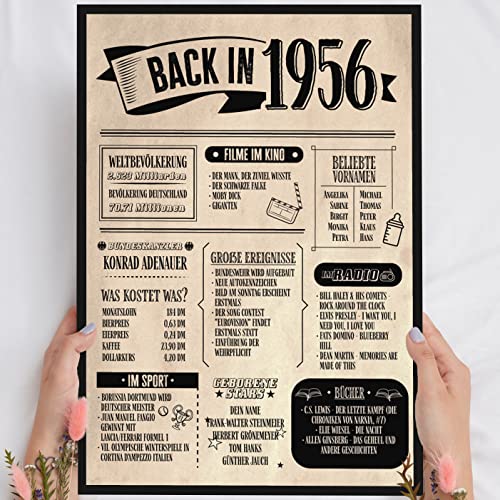 69 Geburtstag Geschenk, Alte Zeitung Holzbild Back in 1956 Vintage personalisierbar zum Hinstellen/Aufhängen opt. beleuchtet, 69 Geburtstag Frau, 69 Geburtstag Mann, 69. Geburtstag, 69 Geburtstag Deko von Elbeffekt