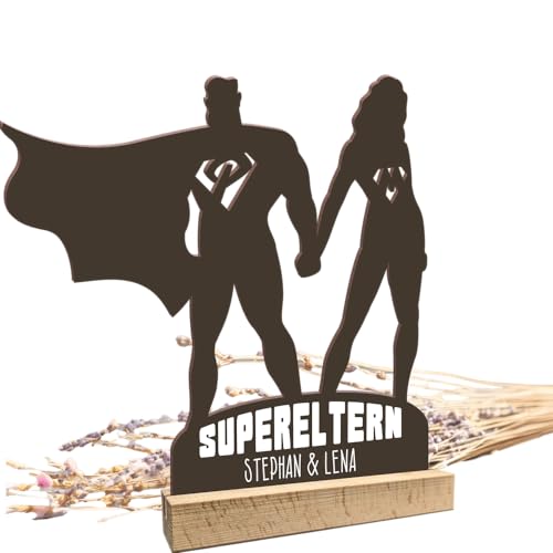 Mama & Papa Geschenk - Supereltern personalisiert - Holz Foto Geschenk, Muttertag Geschenk, Papa Geschenk, Muttertagsgeschenke für Mama, Geschenk Muttertag, Geschenk Vatertag, Eltern Geschenk von Elbeffekt