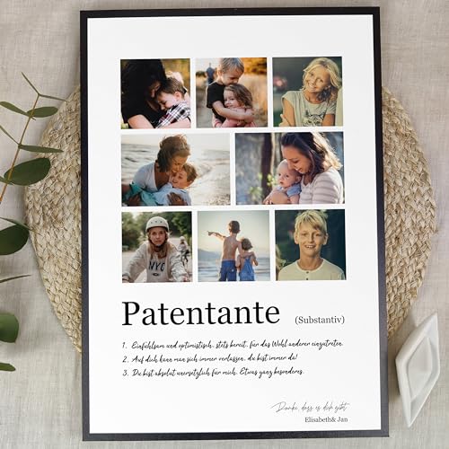 Patentante Geschenk Weihnachten - Personalisiertes Fotogeschenk auf Holz - Geschenk Patentante, Patentante Geschenk Geburtstag, Geschenk Patentante Weihnachten, Geschenk Für Patentante, 8 Bilder von Elbeffekt