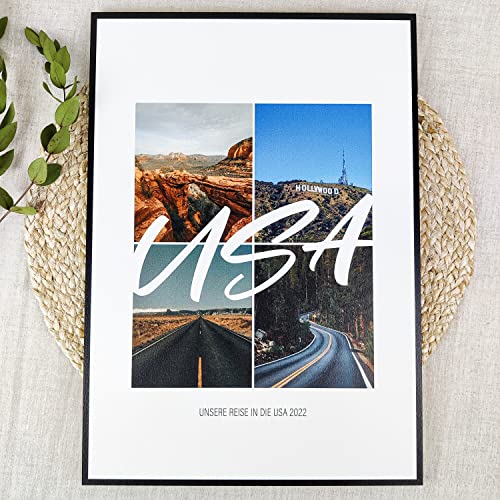 USA Geschenk Holzbild - Foto Geschenk - personalisierbar zum Hinstellen/Aufhängen optional beleuchtet USA Souvenir, USA Deko, Amerika Deko, USA Urlaub, USA Geschenke - personalisierte Geschenke von Elbeffekt