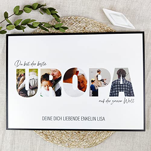 Uropa Geschenke Holzbild - Foto Geschenk - personalisierbar zum Hinstellen/Aufhängen optional beleuchtet Uropa Geschenke Geburtstag, Geschenk Uropa, Bester Uropa Geschenk - personalisierte Geschenke von Elbeffekt