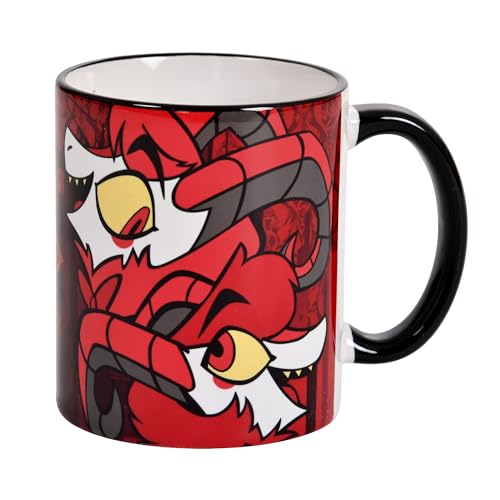 Elbenwald Demons Tasse Rundumdruck mit Razzle und Dazzle für Hazbin Hotel Fans - Fassungsvermögen 320 ml, Höhe 10 cm - Keramik Rot von Elbenwald