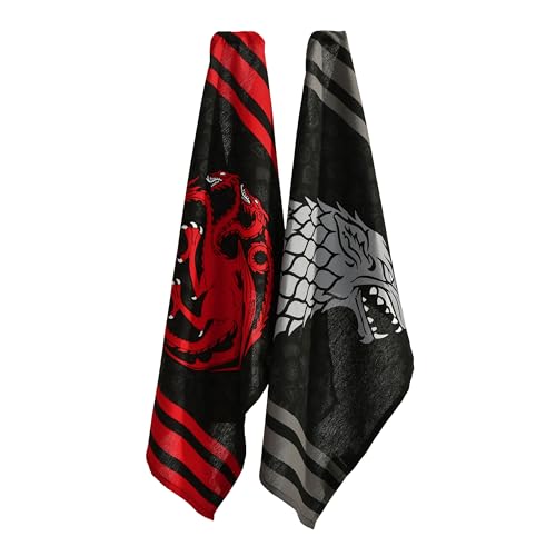 Elbenwald Geschirrtücher-Set - 2er-Pack - saugfähige Tücher 44 x 65 cm - Geschenkidee Filme & Serien - Handtücher aus Baumwolle (Game of Thrones - Stark und Targaryen) von Elbenwald