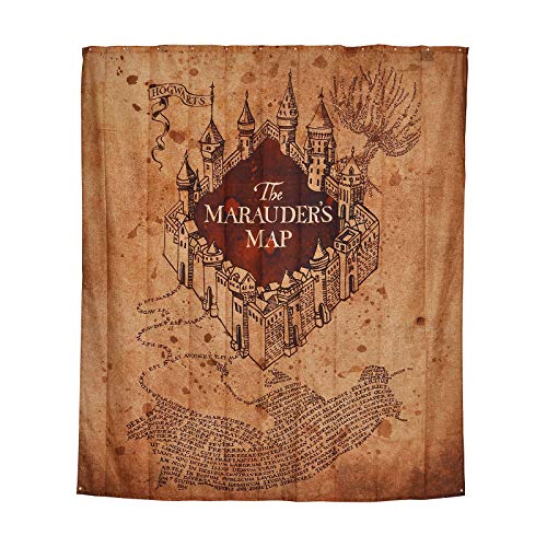 Elbenwald Harry Potter Duschvorhang Wand Banner Karte des Rumtreibers Frontprint 180 x 200 cm Polyester beige von Elbenwald