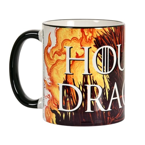 Elbenwald Tasse für House of the Dragon Fans mit Eiserner Thron Motiv und Schriftzug Rundumdruck - 320 ml Fassungsvermögen 9 cm Höhe - Keramik Mehrfarbig von Elbenwald
