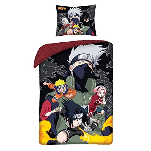 Elbenwald Naruto Bettwäsche mit Konoha Group Motiv mit Reißverschluss für Anime Fans Herren Damen Unisex 2teilig 80 x 80 und 135 x 200 cm Baumwolle, Mehrfarbig Elbenwald Naruto Bettwäsche mit Konoha Group Motiv mit Reißverschluss für Anime Fans Herren Damen Unisex 2teilig 80 x 80 und 135 x 200 cm Baumwolle, Mehrfarbig von Elbenwald