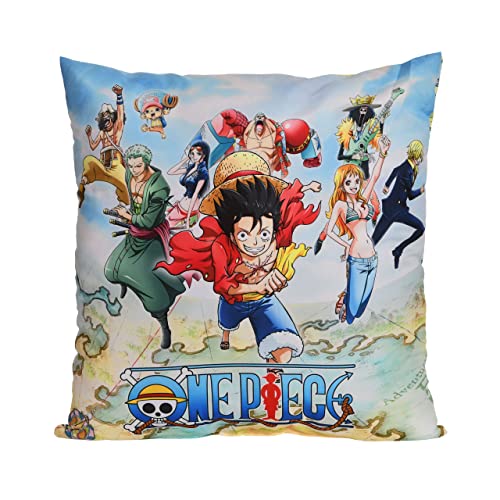 Elbenwald One Piece Kissen mit Skull und Piratenbande Motiv für Herren Damen Unisex 40 x 40 cm Mehrfarbig von Elbenwald