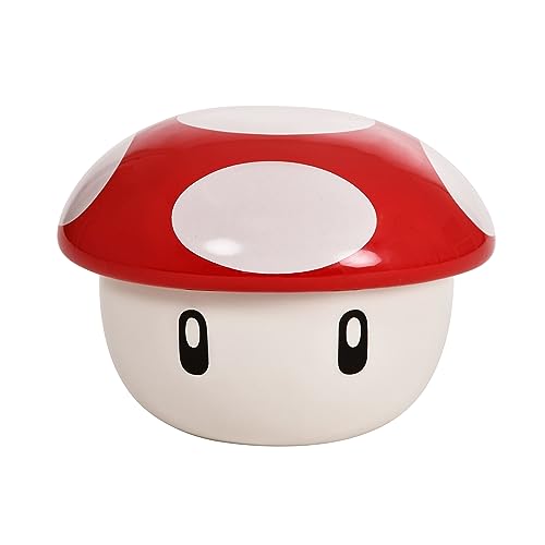 Elbenwald Super Mario Schale mit Deckel im Super Pilz Design für Nintendo Fans Herren Damen Unisex Keramik weiß rot von Elbenwald