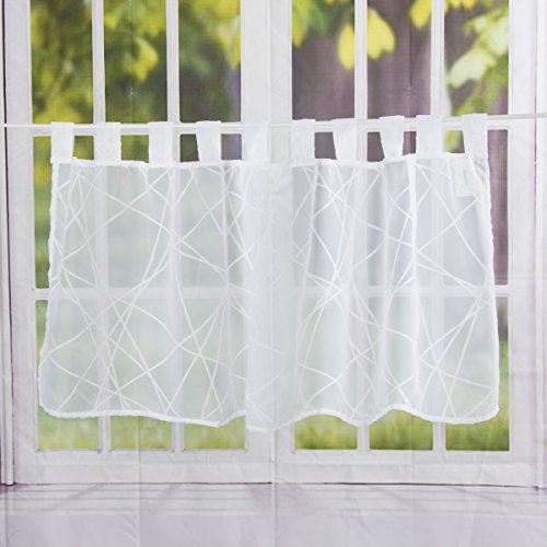 Elbersdrucke transparente Bistrogardine Crossover Voile 00 weiß 48 x 140 cm Scheibengardine für Küche Küchenfenster Sichtschutz 186708 von Elbersdrucke