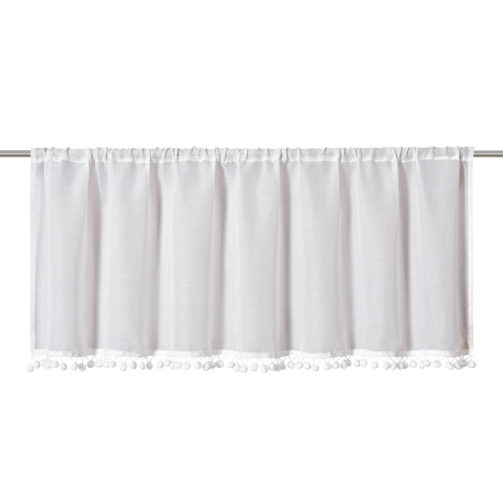 Elbersdrucke Bistrogardine 'Loni' mit Bommel weiß 45 x 140 cm Elbersdrucke Bistrogardine 'Loni' mit Bommel weiß 45 x 140 cm von Elbersdrucke