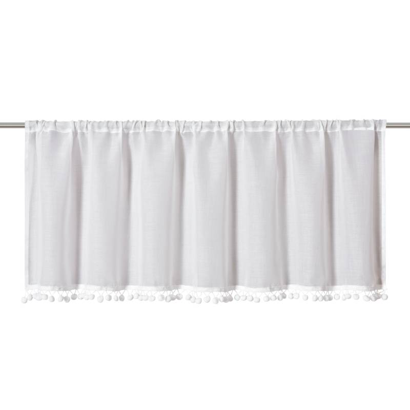 Elbersdrucke Bistrogardine 'Loni' mit Bommel weiß 45 x 140 cm von Elbersdrucke