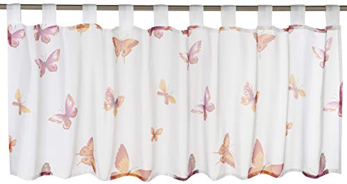 Elbersdrucke Bistrogardine Voile Schlaufen Scheibengardine Mariposa Küchen Transparenter Vorhang HxB 48x140cm weiss 1er Pack von Elbersdrucke