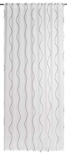 Elbersdrucke Gardine Curve 07 weiß-grau halbtransparent 255x140 cm Schlaufenvorhang für Wohnzimmer Schlafzimmer Flur 200404 von Elbersdrucke