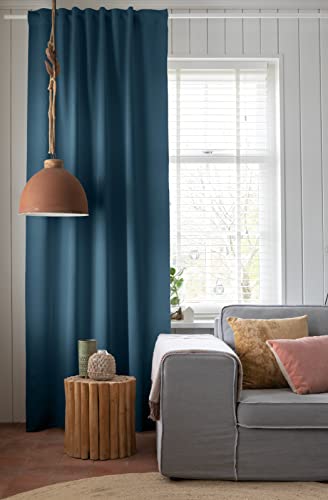 Elbersdrucke Midnight 11 Petrolblau Gardine mit verdeckten Schlaufen, Polyester, 255 x 140 cm von Elbersdrucke