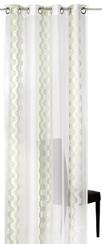 Elbersdrucke halbtransparente Gardine Sonic 03 Creme-grün 255 x 140 cm Vorhang für Wohnzimmer Schlafzimmer Flur 186555 von Elbersdrucke