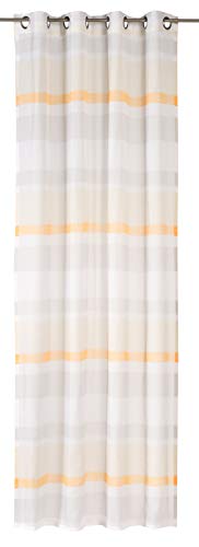 Elbersdrucke halbtransparente Gardine Ösenschal Sweet Love Stripe 05 weiß-orange 255 x 140 cm Vorhang mit Ösen für Wohnzimmer Schlafzimmer Flur 194758 von Elbersdrucke