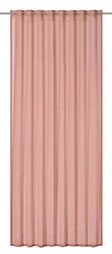 Elbersdrucke Gardine mit verdeckten Schlaufen Air 14 rosa halbtransparent 255x140cm 201838 Vorhang für das Wohnzimmer Schlafzimmer Küche Flur Kinderzimmer von Elbersdrucke