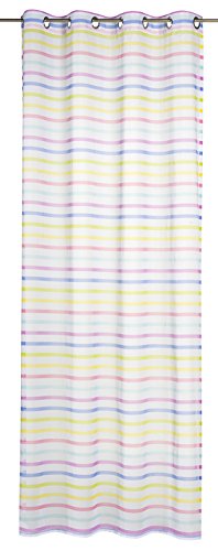 Elbersdrucke halbtransparenter Schlaufenschal FD Feel Good 04 weiß-bunt 255 x 140 cm Vorhang mit Schlaufen für Wohnzimmer Schlafzimmer Flur 196165 von Elbersdrucke
