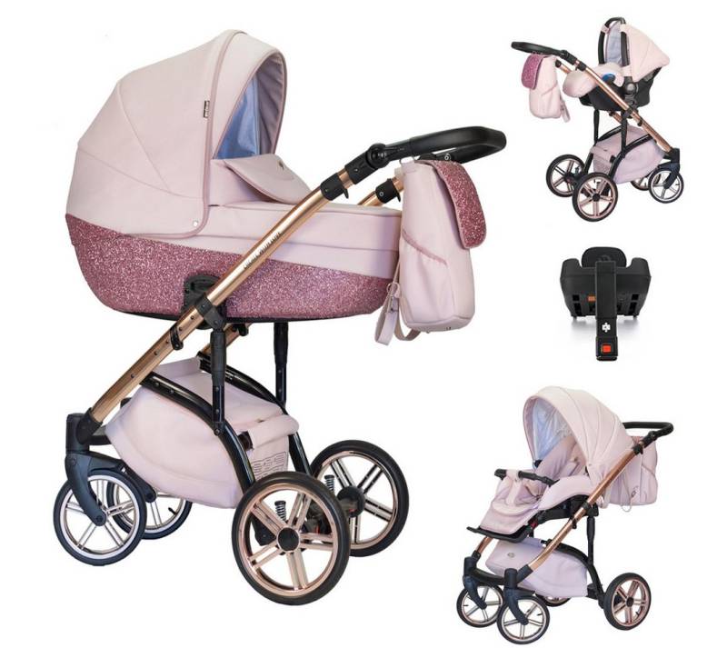 BabyMerc Kombi-Kinderwagen Vip Lux 5 in 1 inkl. Sportsitz, Autositz und Iso Base in 18 Farben von BabyMerc