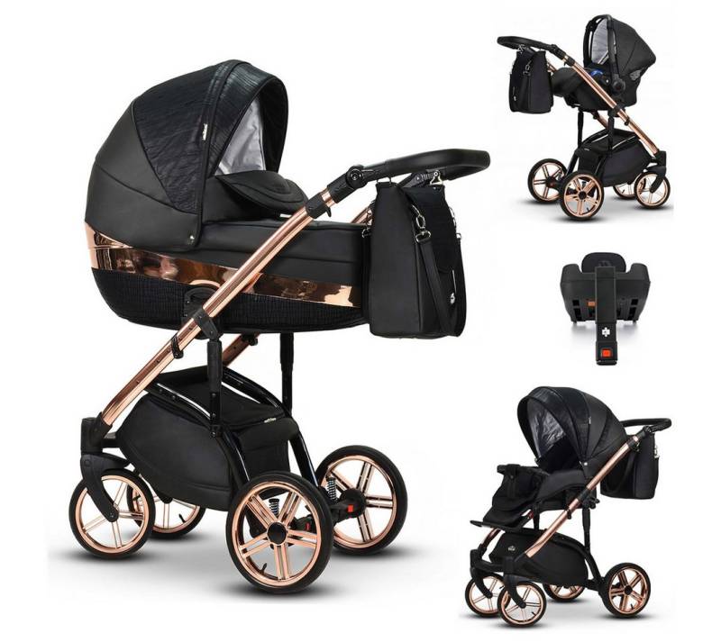 BabyMerc Kombi-Kinderwagen Vip Lux 5 in 1 inkl. Sportsitz, Autositz und Iso Base in 18 Farben von BabyMerc