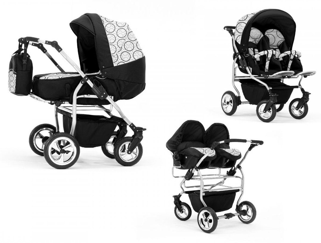 Elcar Zwillings-Kombikinderwagen Duo 4 in 1 inkl. Sportsitze und Autositze in 20 Farben von Elcar