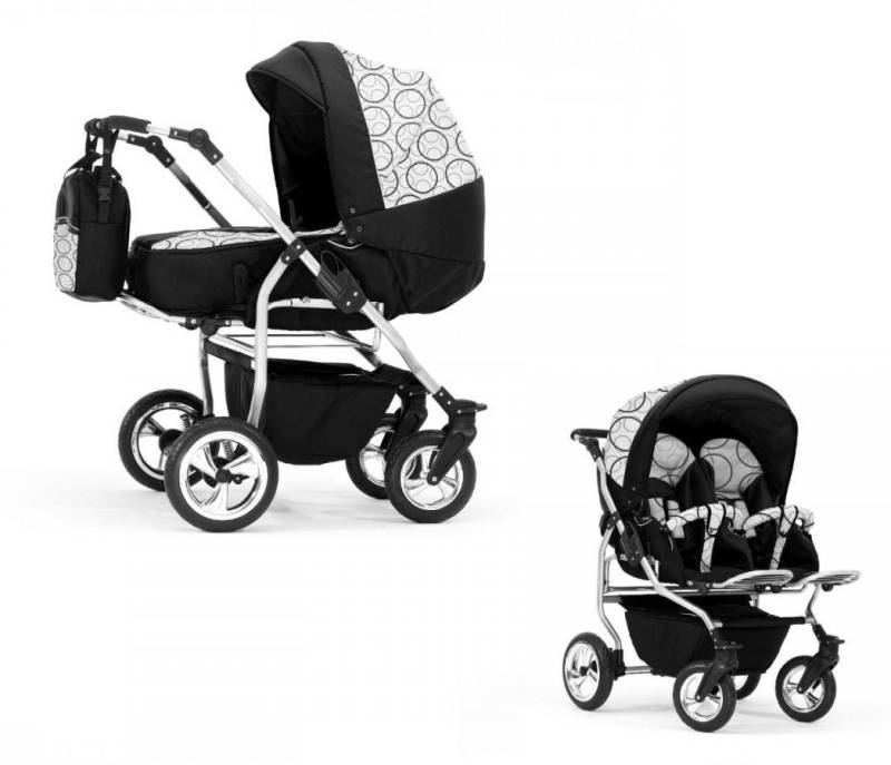 BabyMerc Zwillingswagen Duo 2 in 1 inkl. Sportsitze und umfangreichen Zubehör in 20 Farben von BabyMerc