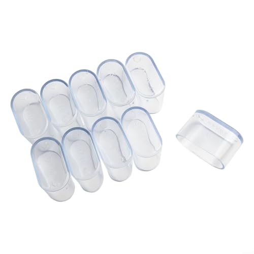 10 Stück ovale Stuhlbeinkappen, Gummi-Bodenschoner, Möbel, Tischfüße, Abdeckungen für Hartholz-Fliesen (transparent, 20 x 40 mm) von Elchuiaby