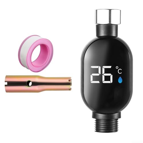 Digitales Dusch-Wasserthermometer mit LED-Temperaturanzeige, 304 Edelstahl, Wasserhahn-Thermometer, 0–99 °C Bereich (oben) von Elchuiaby
