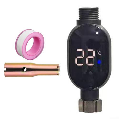 Digitales Dusch-Wasserthermometer mit LED-Temperaturanzeige, 304 Edelstahl, Wasserhahn-Thermometer, 0–99 °C Bereich (unten) von Elchuiaby