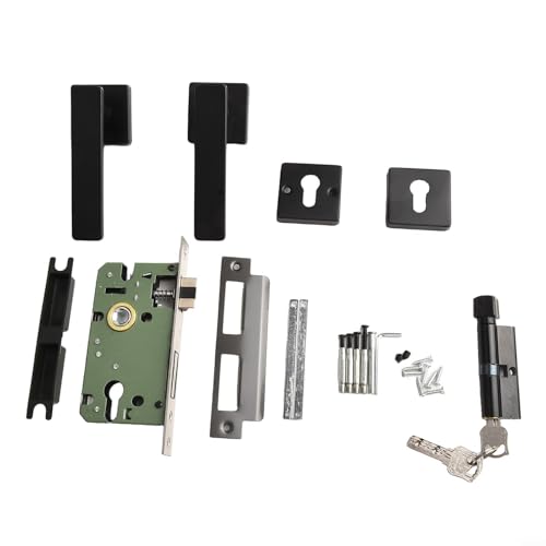 Elchuiaby Modernes Türgriff-Set für Innentüren, Aluminium, Schlafzimmer-Türknäufe mit stummem Design, Schwarz Elchuiaby Modernes Türgriff-Set für Innentüren, Aluminium, Schlafzimmer-Türknäufe mit stummem Design, Schwarz von Elchuiaby