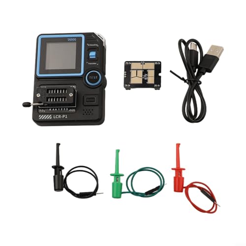 LCR-P1 Transistor-Tester, Dioden-Kondensator-Widerstandsmesser mit Farbbildschirm, USB-Ladefunktion, Datenexport, Verbrennungsschutz von Elchuiaby