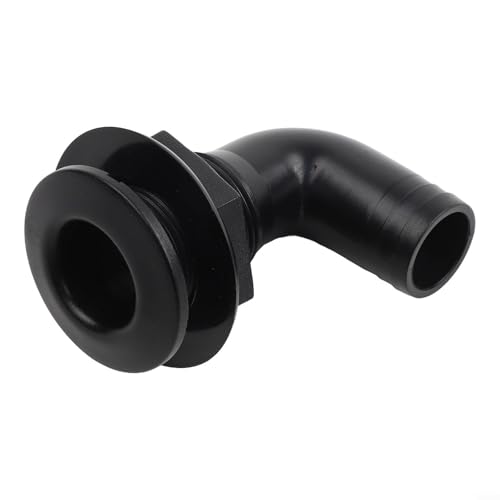 Nylon 90 Grad Durchlass Rumpf Fitting Boot Bilge Pumpe Ablauf Auslass Rückschlagventil Marine Schlauch Rohr Ellenbogen Weiß Schwarz (Schwarz) von Elchuiaby