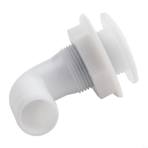 Nylon 90 Grad Durchlass Rumpf Fitting Boot Bilge Pumpe Ablauf Auslass Rückschlagventil Marine Schlauch Rohr Ellenbogen Weiß Schwarz (Weiß) von Elchuiaby
