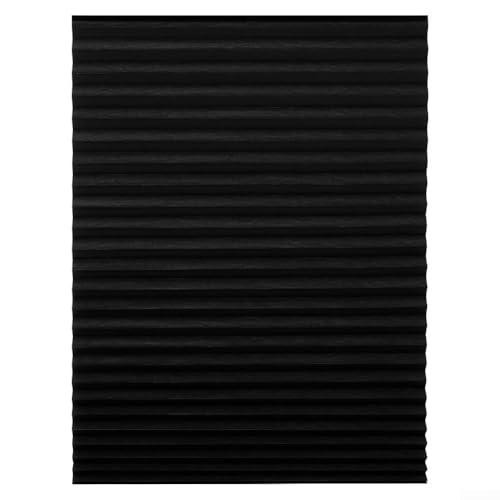 Selbstklebende Plissee-Verdunkelungsvorhänge, Vliesstoff, Fensterrollos, schnurlose Lampenschirme für Zuhause (schwarz, 60 x 150 cm) von Elchuiaby
