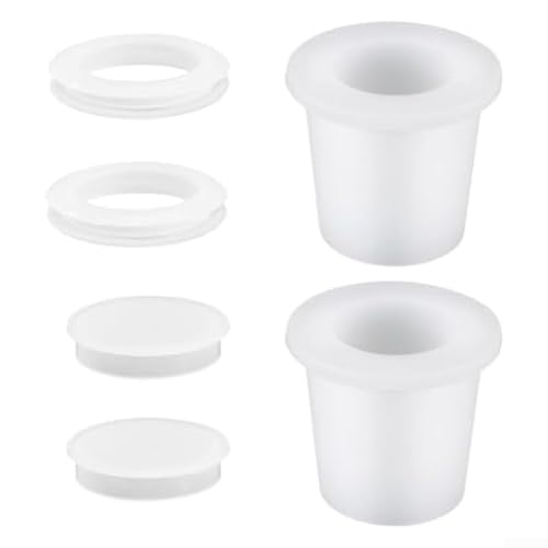 Terrassenschirm Lochringe Abdeckung Set mit Silikonkeil, für 5,1 - 6,3 cm Tischlöcher, Outdoor-Möbelzubehör, Wackelschutz Schwarz Weiß (weiß) von Elchuiaby
