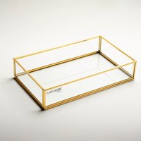 10x6x2.5 "Hochzeitstablett Makeup Organizer Glas Messing Gold von Elcreadesigns