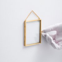 "4x3 ""Schwebeglasrahmen Messing Gold Wandbehang Foto Bild Doppel Bilderrahmen Vertikal Ziemlich Perfekt Für Gepresste Blumen Arrangement." von elcreadesigns