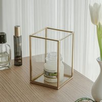 Kerzenhalter Glas Messing Gold Hochzeitsdeko 10x10x15cm von elcreadesigns