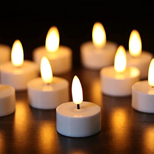 Eldnacele 12 Stück batteriebetriebenes flammenloses LED-Teelicht mit 6-Stunden-Timer, flackernde elektrische Teelichtkerzen, 3D-Docht, realistische Votiv-LED-Kerzen für Hochzeitsfest-Dekoration… von Eldnacele
