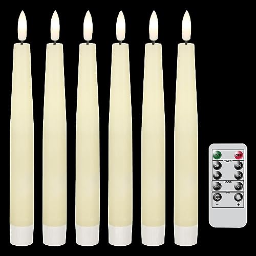 Eldnacele 21 cm flackernde LED Stabkerzen mit Timerfunktion, batteriebetriebene geburtstagslose Kerzen mit Fernbedienung für Hochzeit, Party und Weihnachtsdekoration (Elfenbein) von Eldnacele