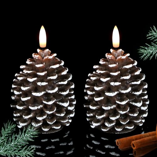 Eldnacele LED-Flammenlose Tannenzapfenkerzen mit 6-Stunden-Timer, batteriebetriebene Wachssäulenkerzen, 2er-Set Weihnachtskerzen Eichel-Deko, waldiges Design für Herbst- und Weihnachtsdekoration Eldnacele LED-Flammenlose Tannenzapfenkerzen mit 6-Stunden-Timer, batteriebetriebene Wachssäulenkerzen, 2er-Set Weihnachtskerzen Eichel-Deko, waldiges Design für Herbst- und Weihnachtsdekoration von Eldnacele