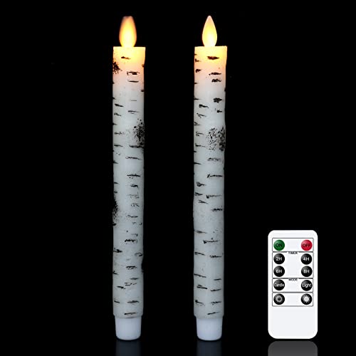 Eldnacele LED Kerzen aus Birkenrinde mit Fernbedienung, batteriebetrieben, bewegliche Docht flackernde flammenlose Kerzen für Weihnachtsdekoration von Eldnacele