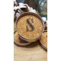 Initial Korkuntersetzer Rustikale Einmachglas Deckel Untersetzer, 4Er Set von EldoraMayAvenue